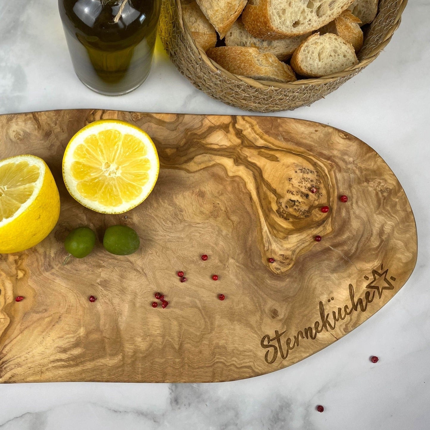 Personalisiertes Schneidebrett aus Olivenholz - Sterneküche - Naturbedacht kaufen
